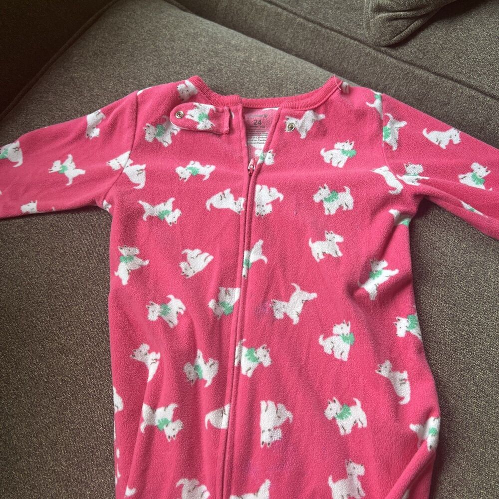 Carter's Fleece Footed Pajamas Toddler 24M Pink Scottie Dog Print Sleeper